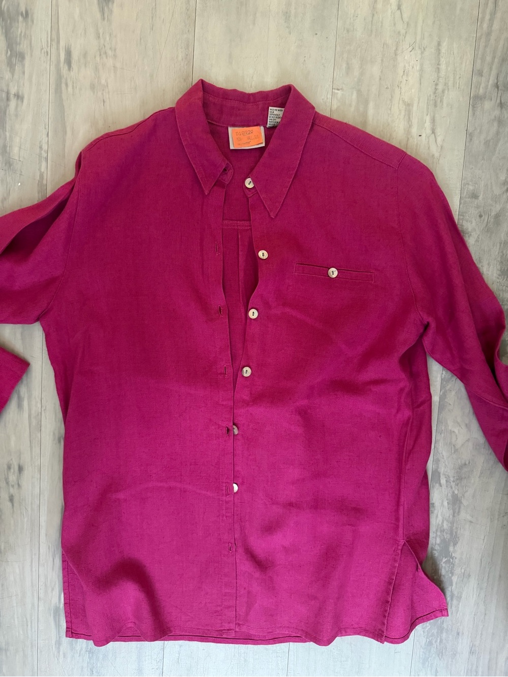 Women’s Magenta Button-Down Shirt - Casual Long Sleeve 100% linen